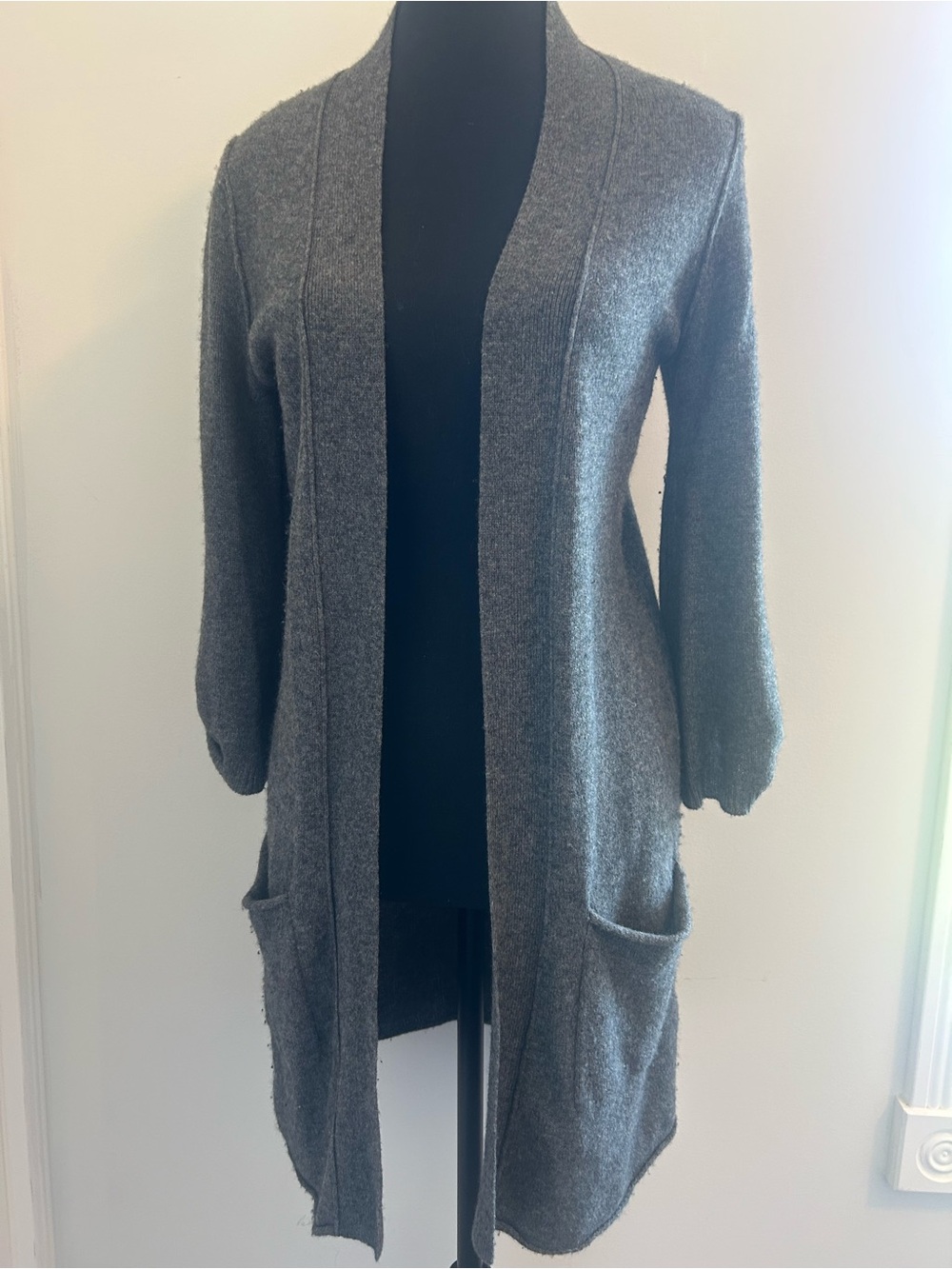Classic Open-Front Gray Women's Cardigan Sweater